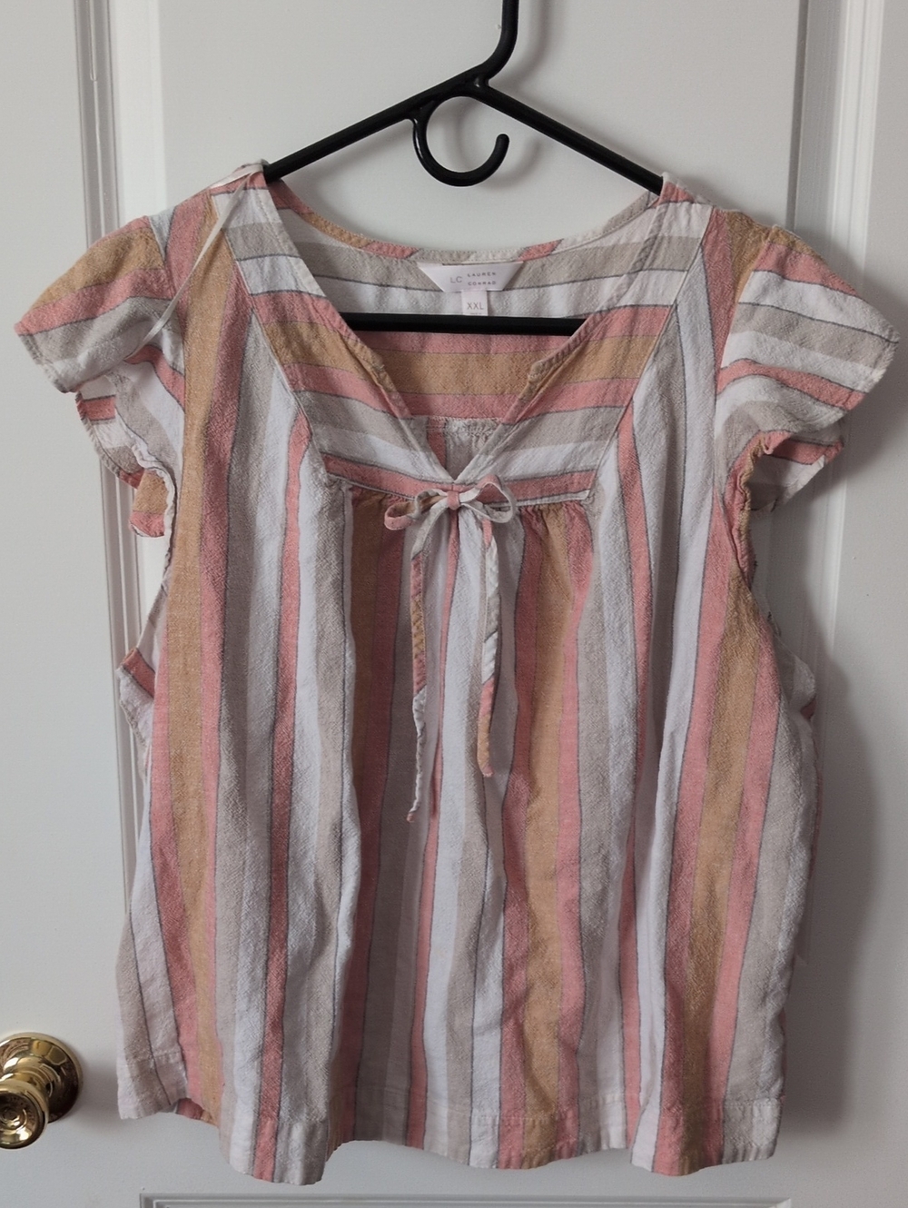 LC Lauren Conrad Striped Tie-Front Tunic in Pink, Cream & Tan